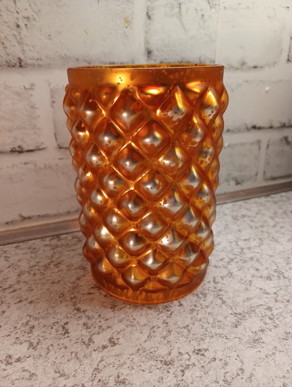 Copper Diamond Glass Simmering Lights Shade for Pink Zebra Wax Warmer  Orange